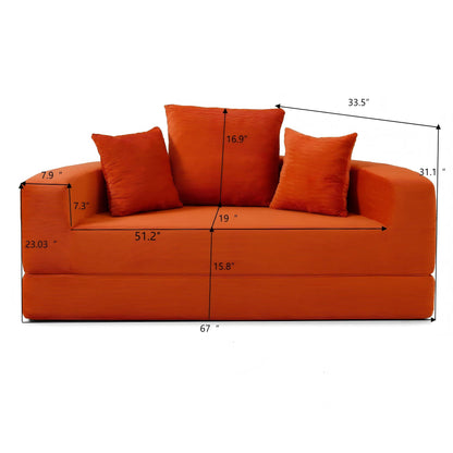 Convertible Corduroy Sofa Bed, Adjustable Futon Floor Lounge Sofa, No Assembly