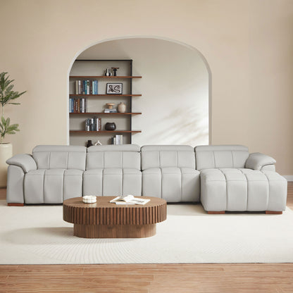 Modern Electric Wall-Hugger Reclining L-Shaped Leather Sofa with USB Port