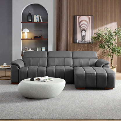 Modern Electric Wall-Hugger Reclining L-Shaped Leather Sofa with USB Port