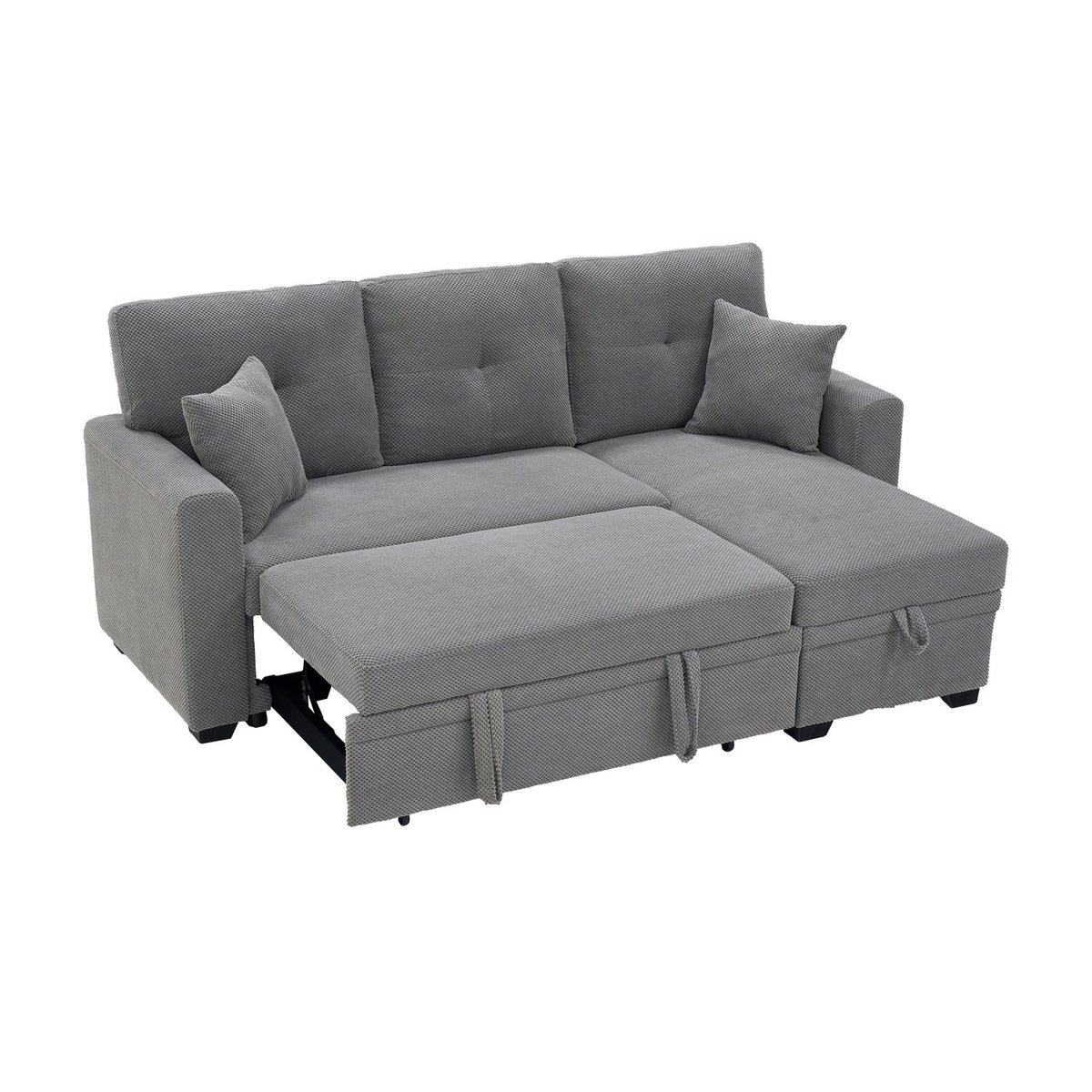 Convertible Sofa Bed with Reversible Chaise, Storage & Breathable Fabric