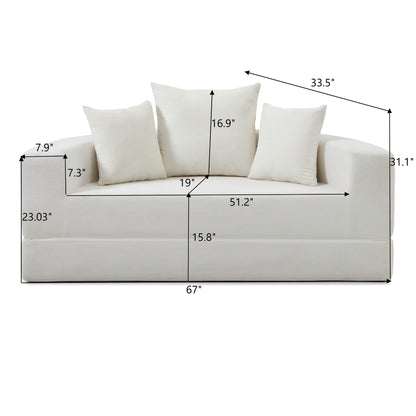 Convertible Corduroy Sofa Bed, Adjustable Futon Floor Lounge Sofa, No Assembly