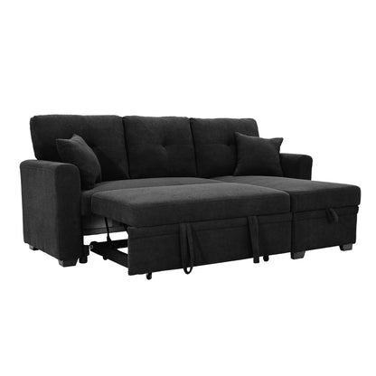 Convertible Sofa Bed with Reversible Chaise, Storage & Breathable Fabric