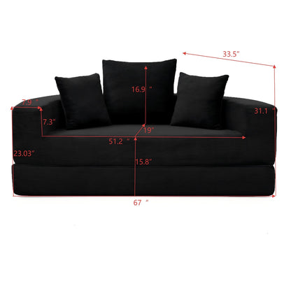 Convertible Corduroy Sofa Bed, Adjustable Futon Floor Lounge Sofa, No Assembly