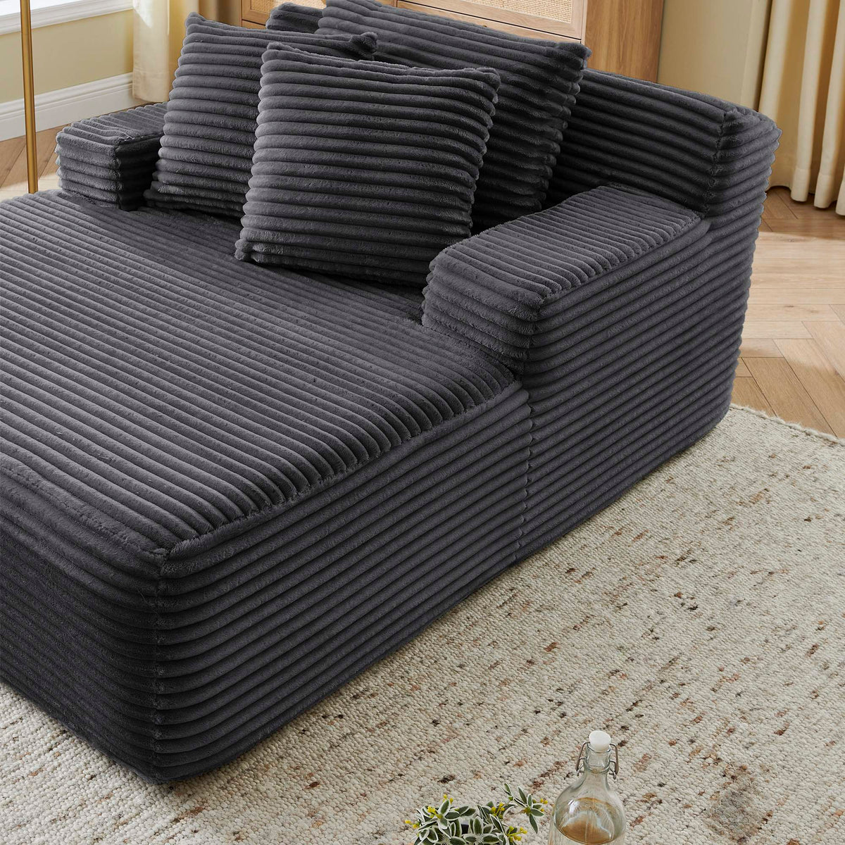 Modern Velvet Lounge Chair, Fluffy Single Sofa, No Assembly