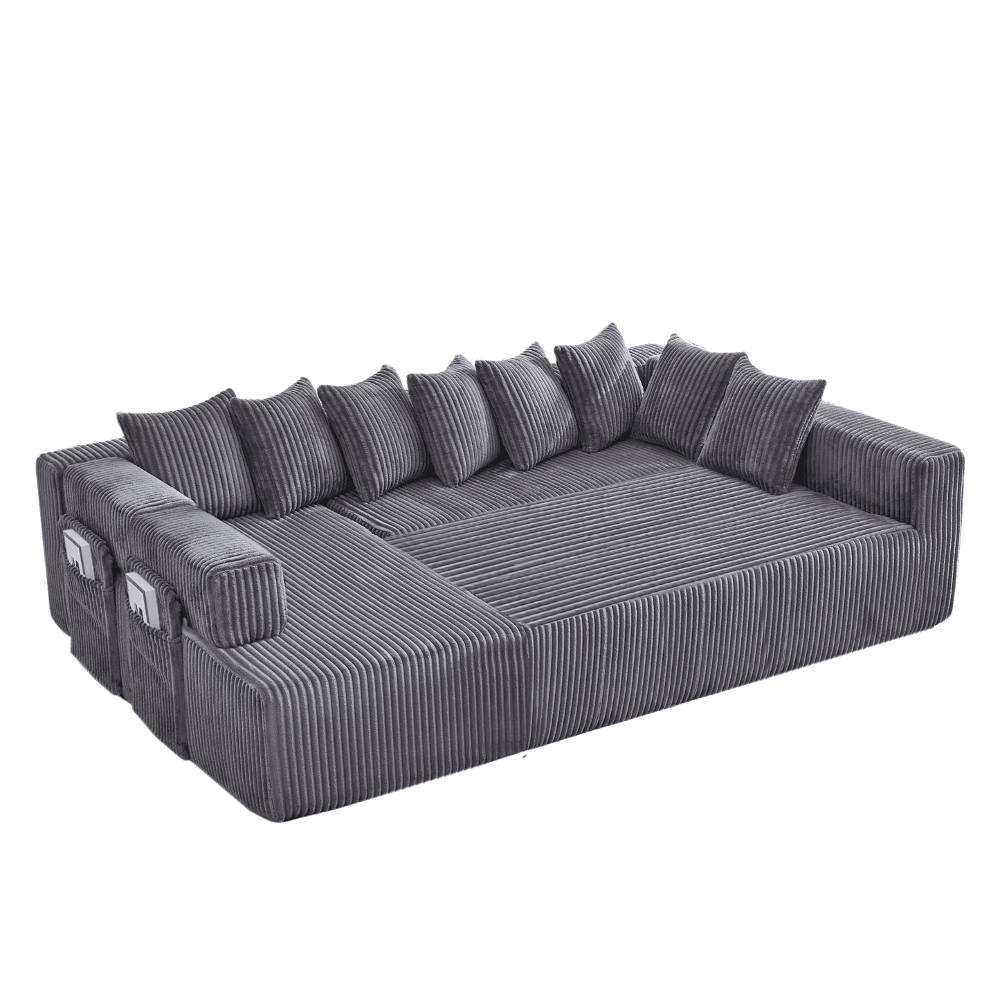 Dark Gray Oversized Modular Sectional Sofa – 6-Seat Convertible L-Shaped Corduroy Couch with Free Combination Design