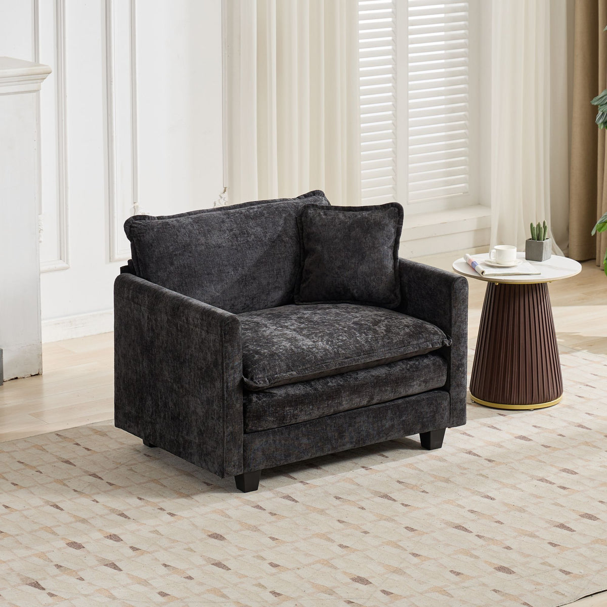 Cloud Sofa Single Seat, Modern Couch, Chenille Fabric