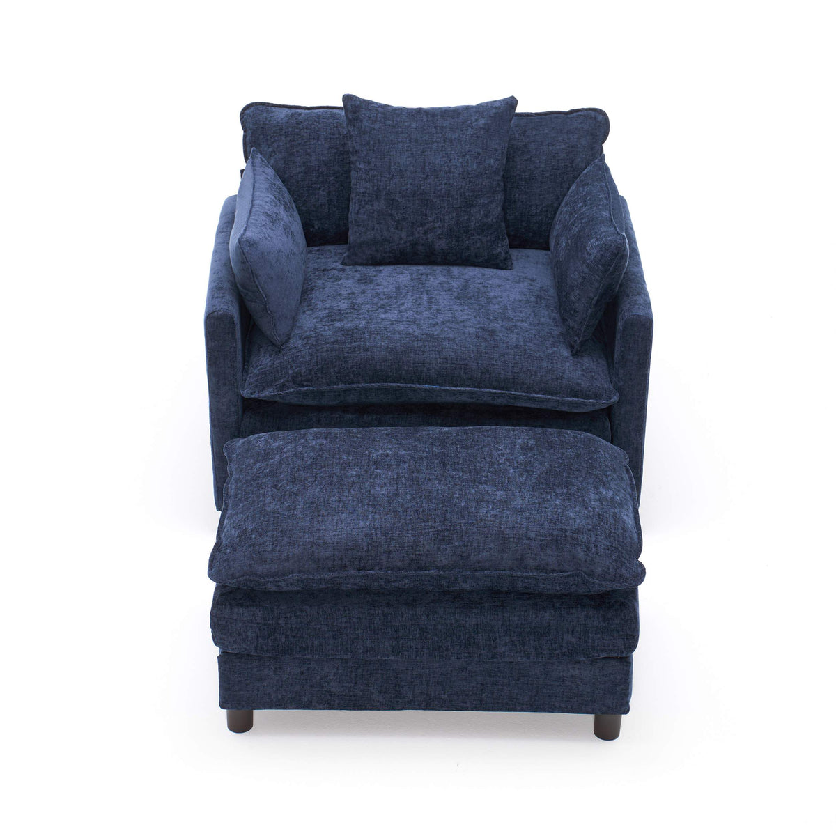 39.4" Chenille Accent Chair with Ottoman, Beige Upholstered Armchair