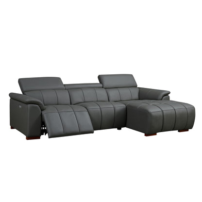 Modern Electric Wall-Hugger Reclining L-Shaped Leather Sofa with USB Port