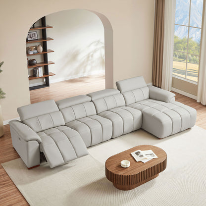 Modern Electric Wall-Hugger Reclining L-Shaped Leather Sofa with USB Port