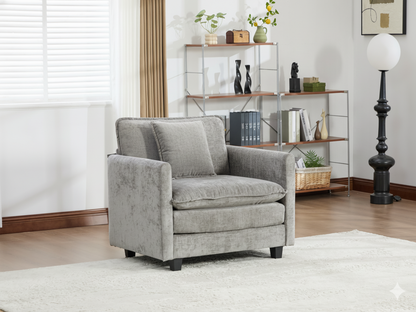 Cloud Sofa Single Seat, Modern Couch, Chenille Fabric