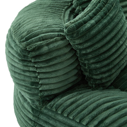 Single Corduroy Bean Bag Chair with 3 Pillows & Armrest, Foam Filler