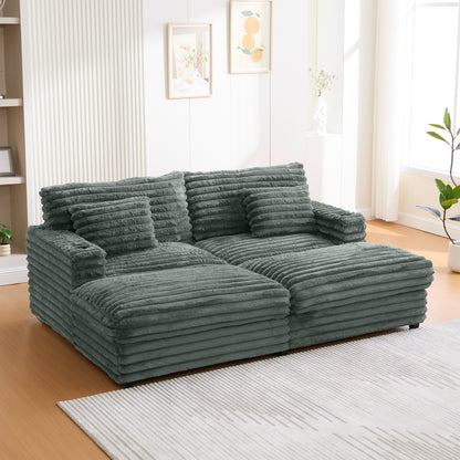 82" Oversized Double Chaise Lounge Sofa Bed with USB Ports & Cup Holders