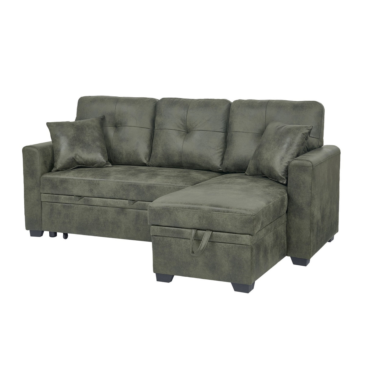 L-Shaped Sectional Sofa with Pull-Out Bed, Reversible Chaise & Storage