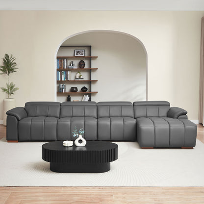 Modern Electric Wall-Hugger Reclining L-Shaped Leather Sofa with USB Port