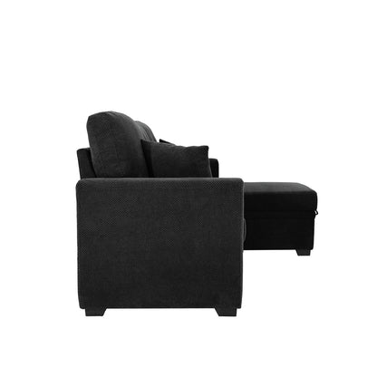 Convertible Sofa Bed with Reversible Chaise, Storage & Breathable Fabric