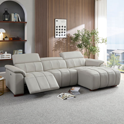 Modern Electric Wall-Hugger Reclining L-Shaped Leather Sofa with USB Port