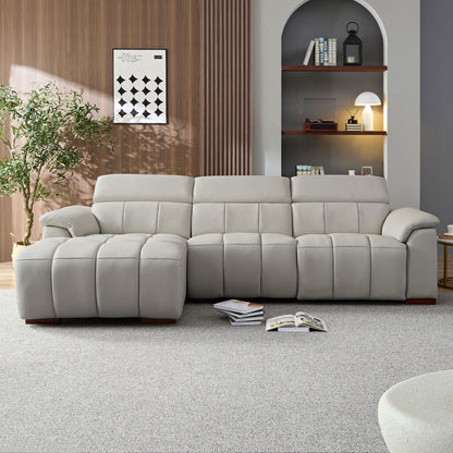 Modern Electric Wall-Hugger Reclining L-Shaped Leather Sofa with USB Port