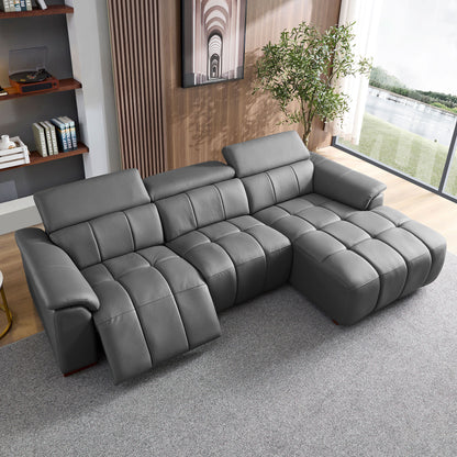Modern Electric Wall-Hugger Reclining L-Shaped Leather Sofa with USB Port