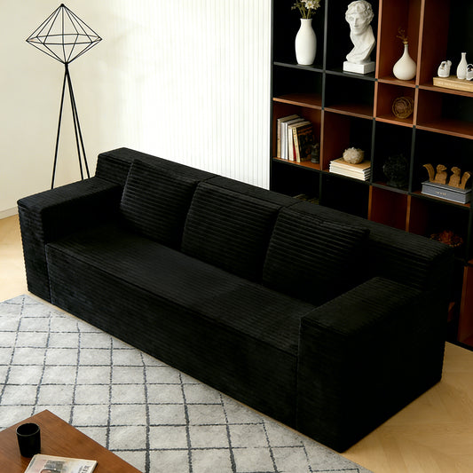 3-Seater Corduroy Sofa, Deep Seat Loveseat, No Assembly