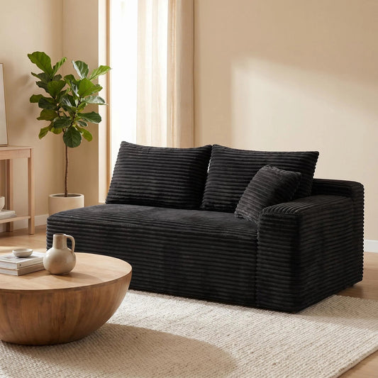 2-Seater Corduroy Compressed Loveseat, Armless Floor Sofa