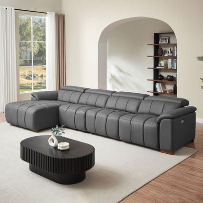 Modern Electric Wall-Hugger Reclining L-Shaped Leather Sofa with USB Port