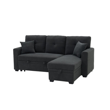 Convertible Sofa Bed with Reversible Chaise, Storage & Breathable Fabric