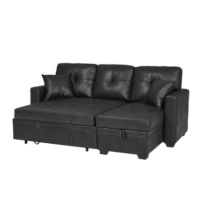 L-Shaped Sectional Sofa with Pull-Out Bed, Reversible Chaise & Storage