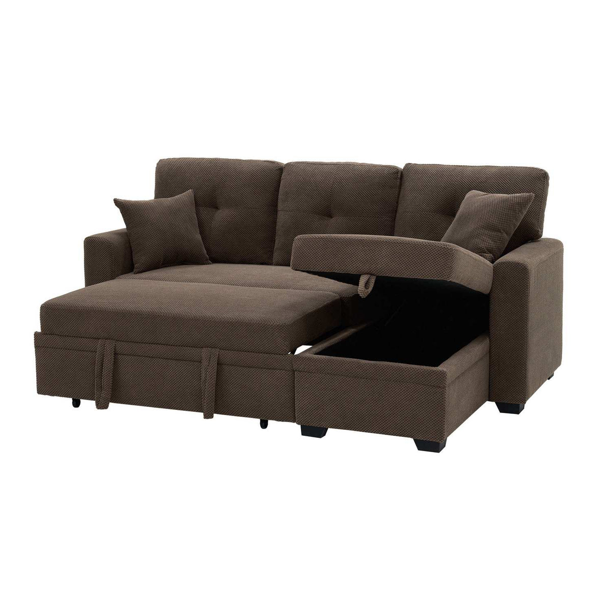 Convertible Sofa Bed with Reversible Chaise, Storage & Breathable Fabric