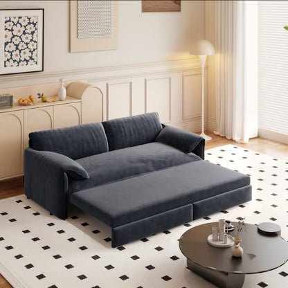 3-in-1 Convertible Queen Sofa Bed with Side Storage, Velvet Loveseat