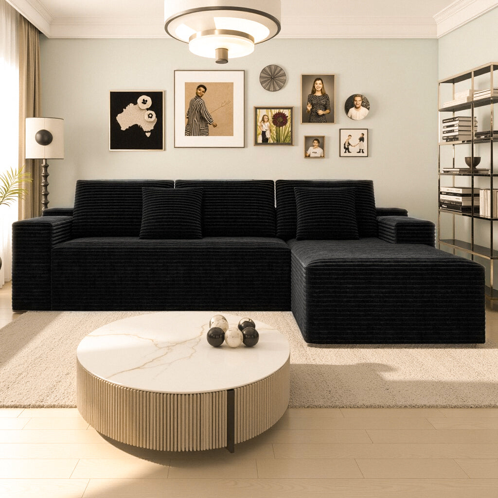 Compressed Modular Sofa Seat, Corduroy Upholstered Couch for Living Room & Bedroom