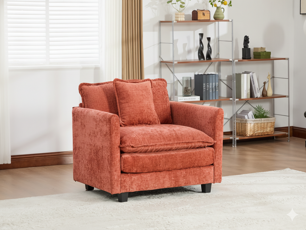 Cloud Sofa Single Seat, Modern Couch, Chenille Fabric