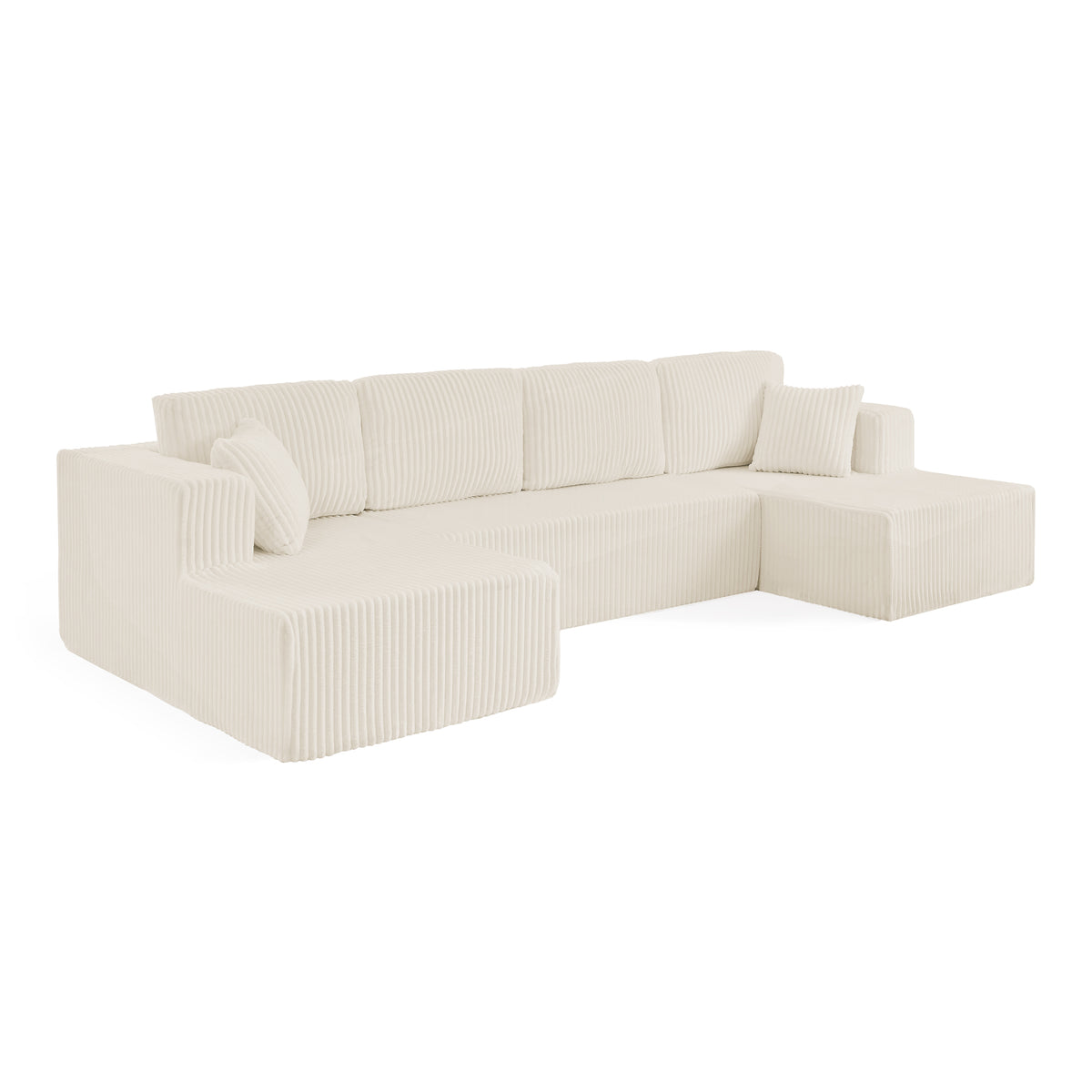 U-Shaped Modular Corduroy Sectional Sofa, Compressed Sleeper Couch