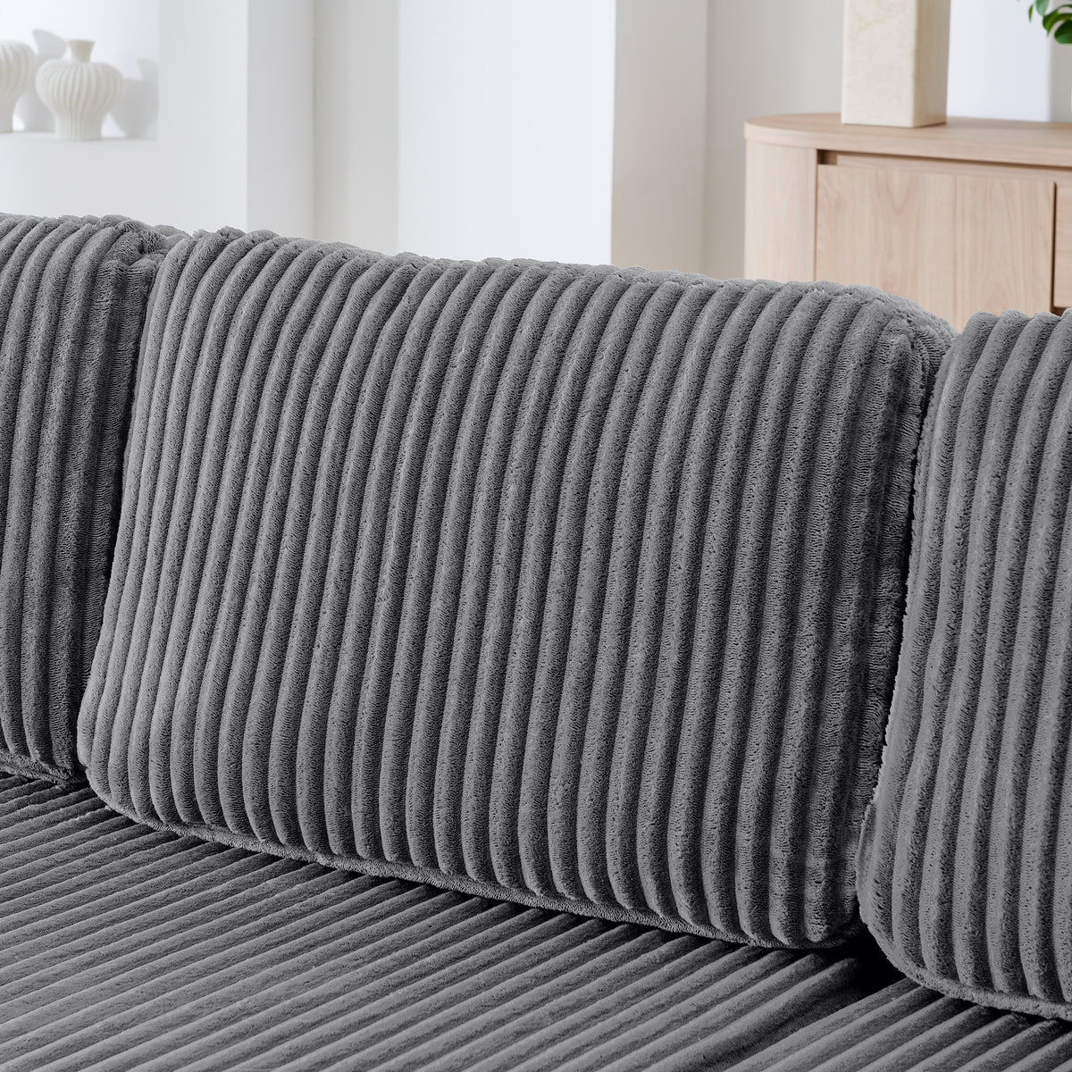 U-Shaped Modular Corduroy Sectional Sofa, Compressed Sleeper Couch