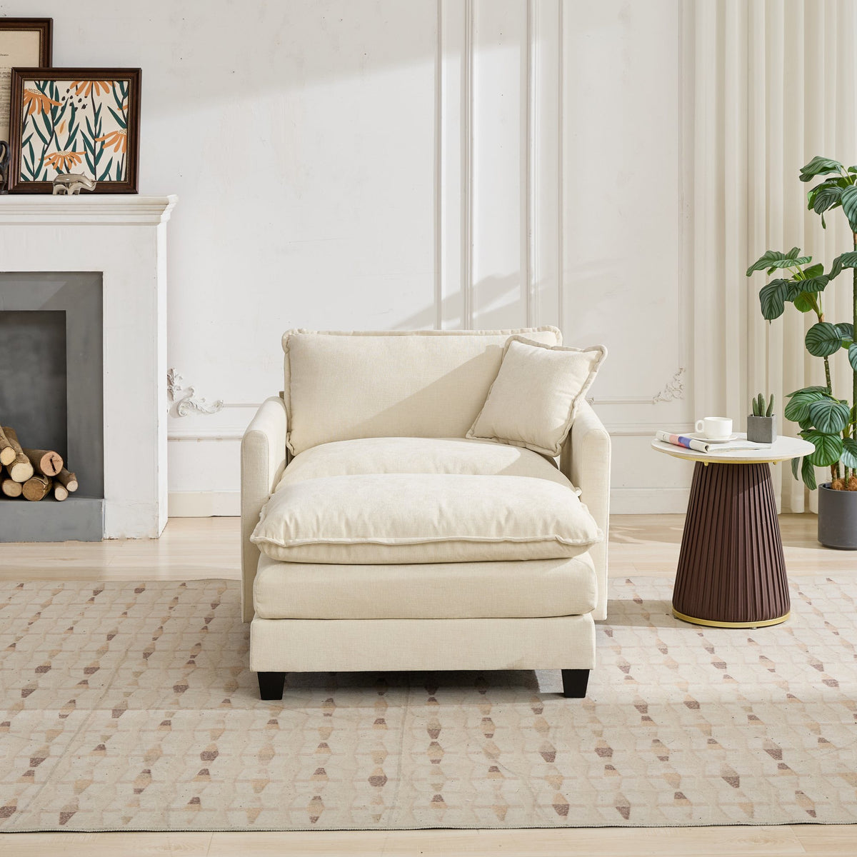 Cloud Sofa Single Seat, Modern Couch, Chenille Fabric