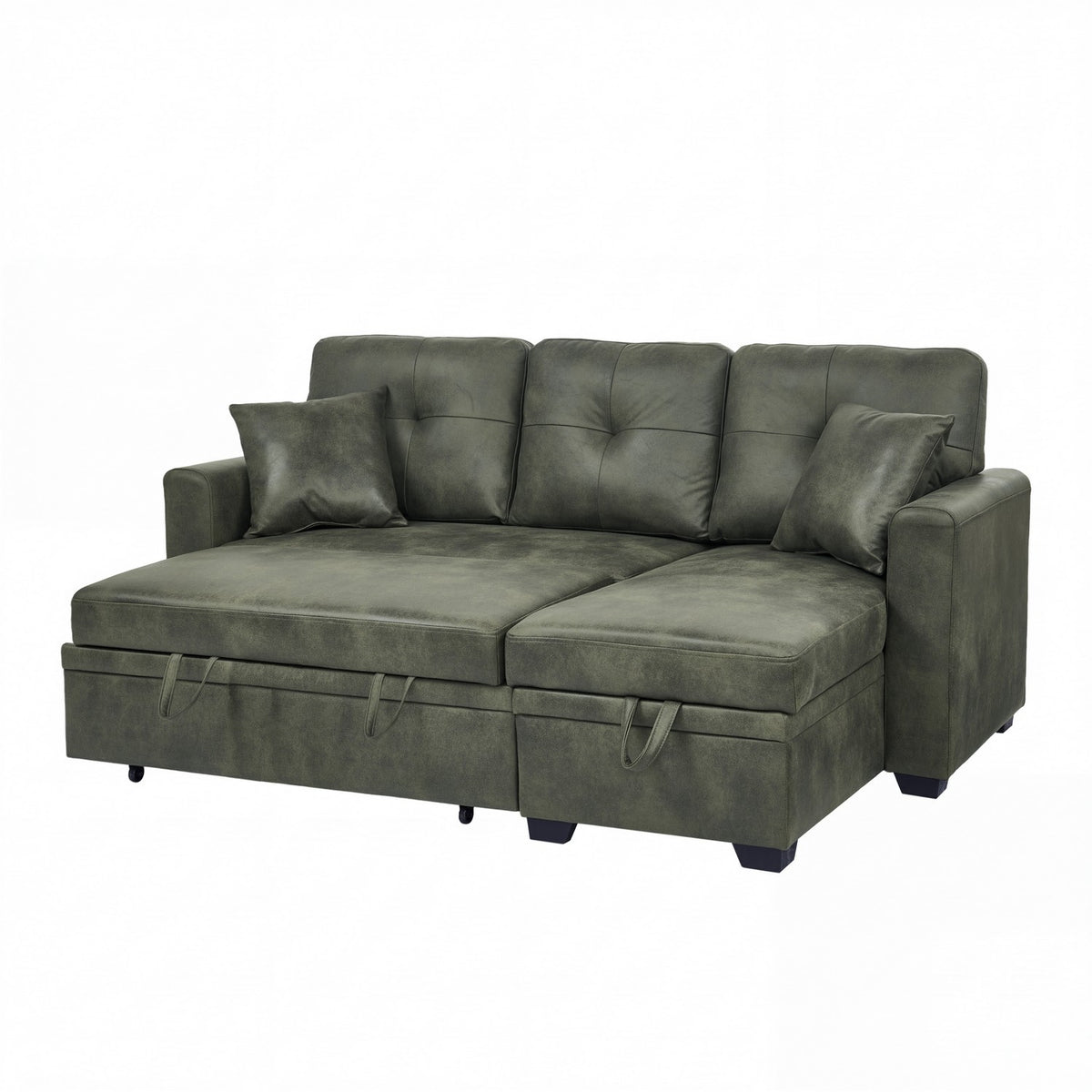 L-Shaped Sectional Sofa with Pull-Out Bed, Reversible Chaise & Storage