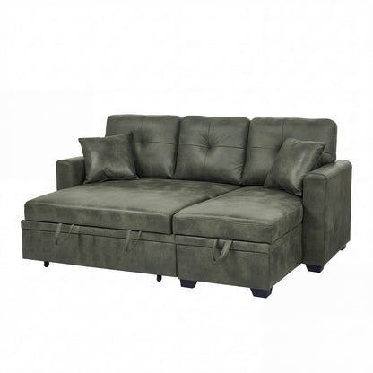 L-Shaped Sectional Sofa with Pull-Out Bed, Reversible Chaise & Storage