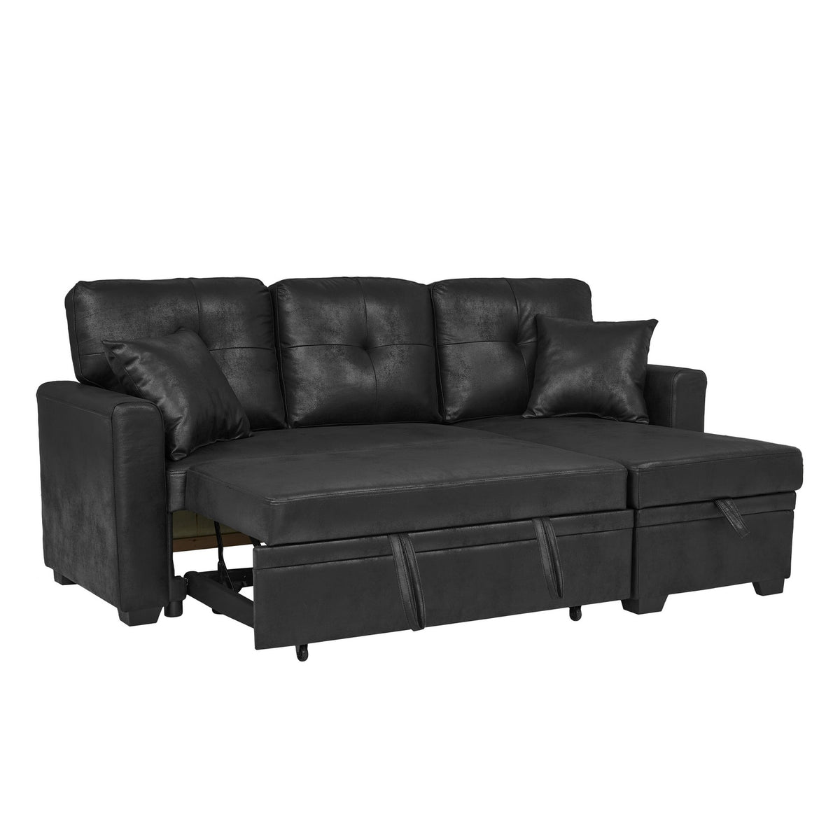 L-Shaped Sectional Sofa with Pull-Out Bed, Reversible Chaise & Storage