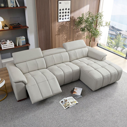 Modern Electric Wall-Hugger Reclining L-Shaped Leather Sofa with USB Port