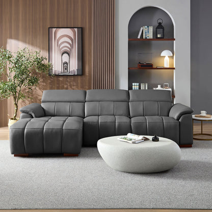 Modern Electric Wall-Hugger Reclining L-Shaped Leather Sofa with USB Port