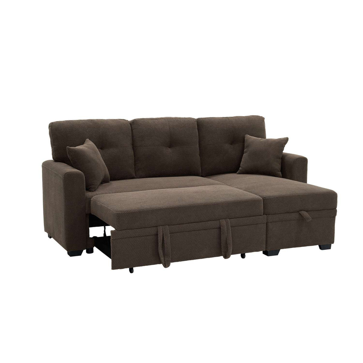 Convertible Sofa Bed with Reversible Chaise, Storage & Breathable Fabric