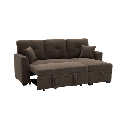 Convertible Sofa Bed with Reversible Chaise, Storage & Breathable Fabric