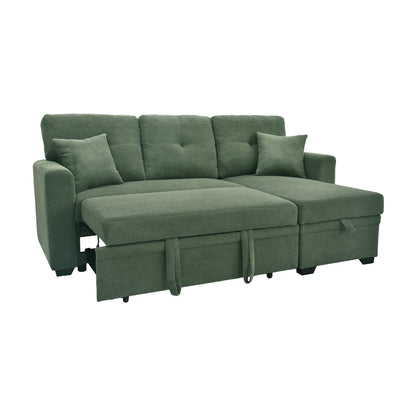 Convertible Sofa Bed with Reversible Chaise, Storage & Breathable Fabric