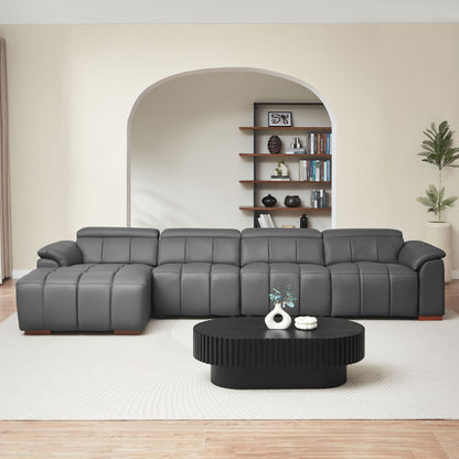 Modern Electric Wall-Hugger Reclining L-Shaped Leather Sofa with USB Port