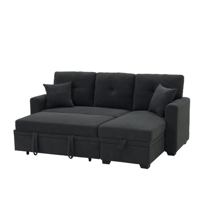 Convertible Sofa Bed with Reversible Chaise, Storage & Breathable Fabric