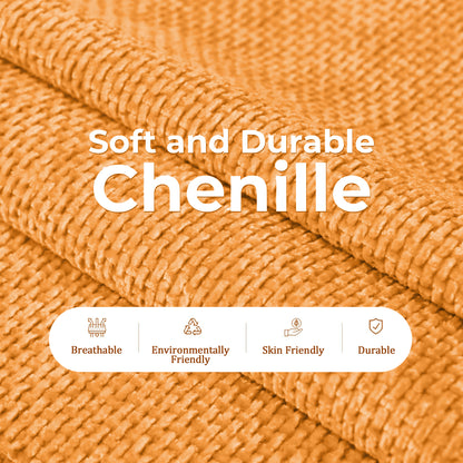 4-Seat Orange Chenille U-Sofa with Automatic Cushion Expansion & Sturdy Frame