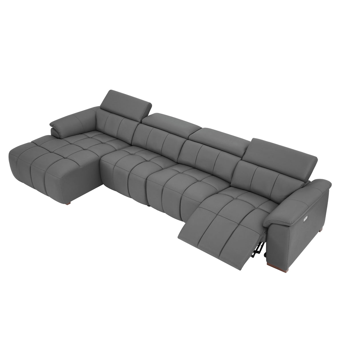 Modern Electric Wall-Hugger Reclining L-Shaped Leather Sofa with USB Port