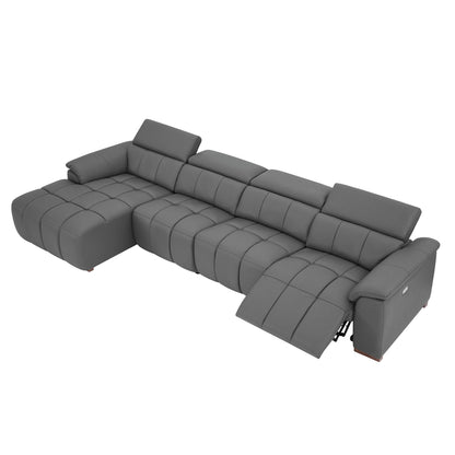 Modern Electric Wall-Hugger Reclining L-Shaped Leather Sofa with USB Port