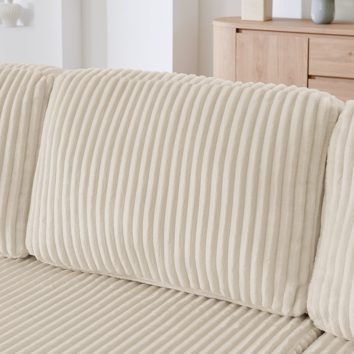 U-Shaped Modular Corduroy Sectional Sofa, Compressed Sleeper Couch