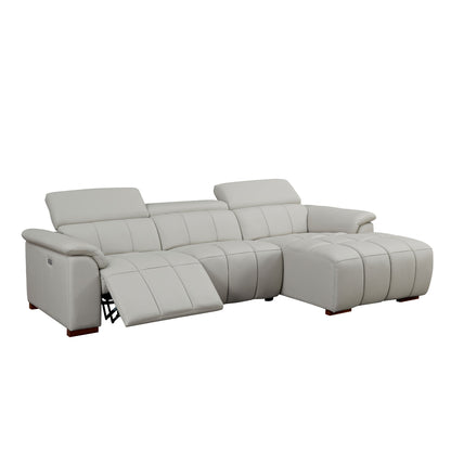 Modern Electric Wall-Hugger Reclining L-Shaped Leather Sofa with USB Port
