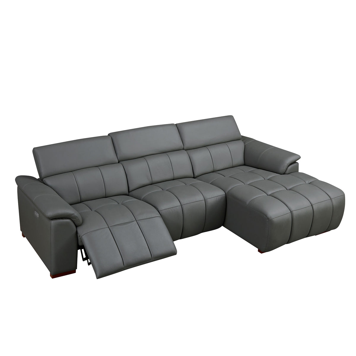 Modern Electric Wall-Hugger Reclining L-Shaped Leather Sofa with USB Port